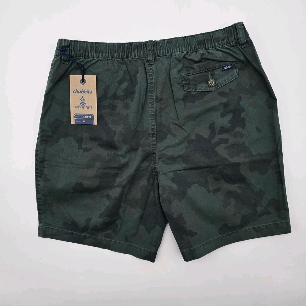 Chubbies Shorts Boys XL 18 20 Green Camo Elastic Originals Stretch Twill